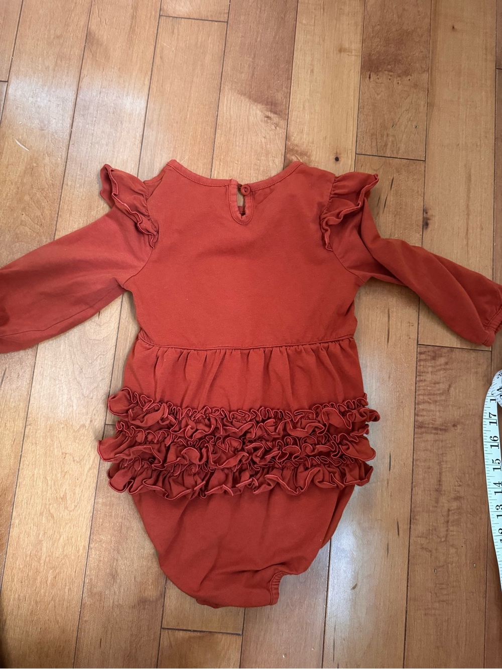 Ruffle Butts Rust Orange Ruffle-Sleeve Baby One-Piece - Picture 8 of 10